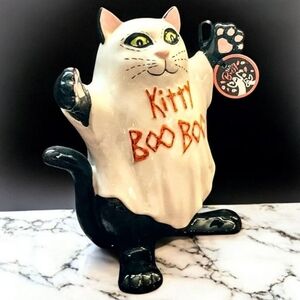 NWT 2022 Blue Sky Adorable Kitty Boo Boo Black Cat Ghost by Heather Goldmine🍁🎃